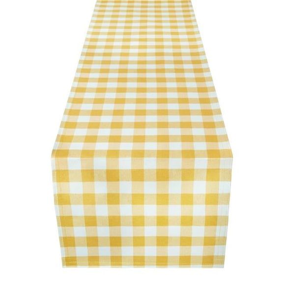 13 x 72 in. Buffalo Check Reversible Table Runner&#44; Yellow - Picture 1 of 1